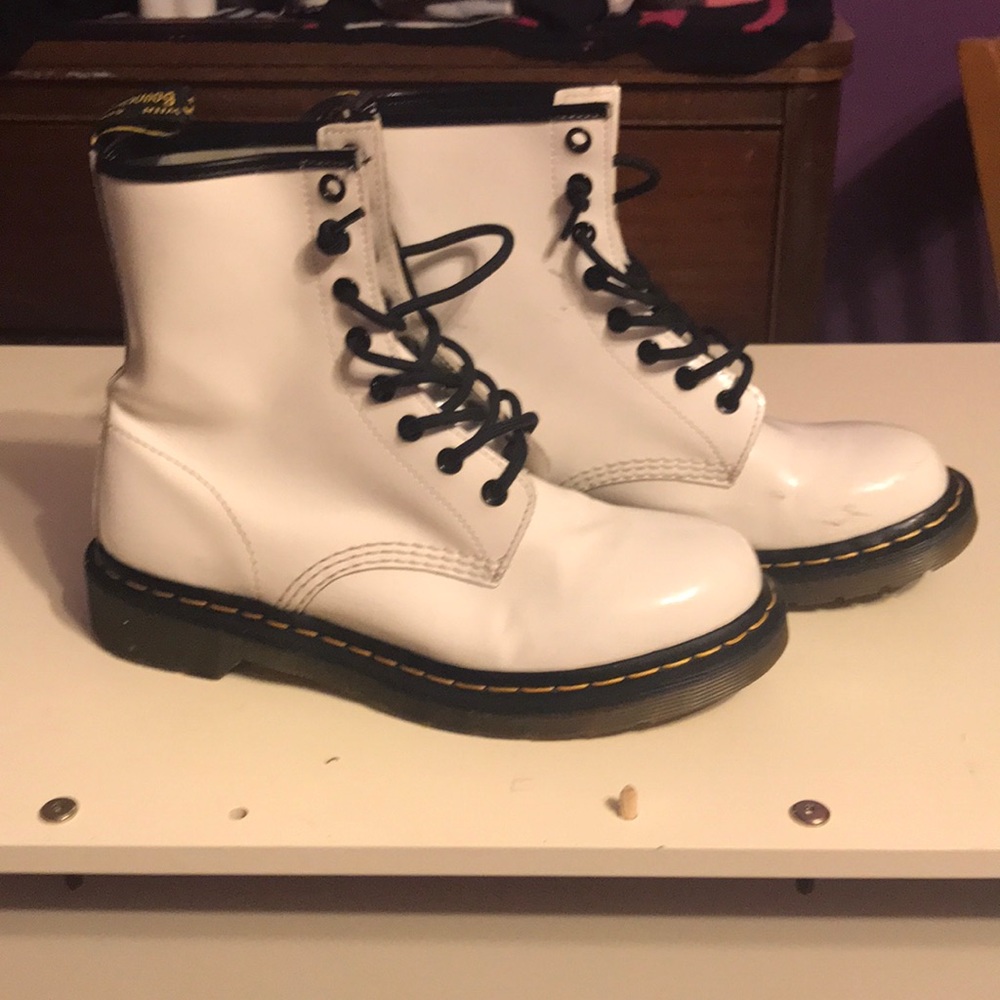 White shiny dr martens